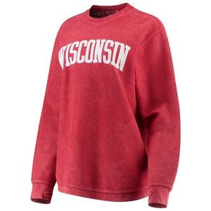 Wisconsin Badgers Red Pressbox Women's Comfy Cord Vintage Wash Basic Sweatshirt
